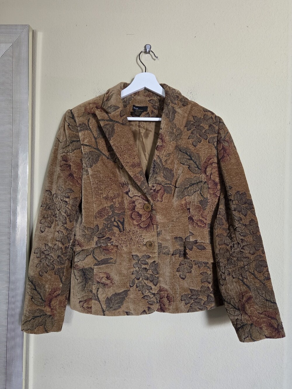 Grace Elements Tapestry Floral Textured Blazer Jacket Vintage